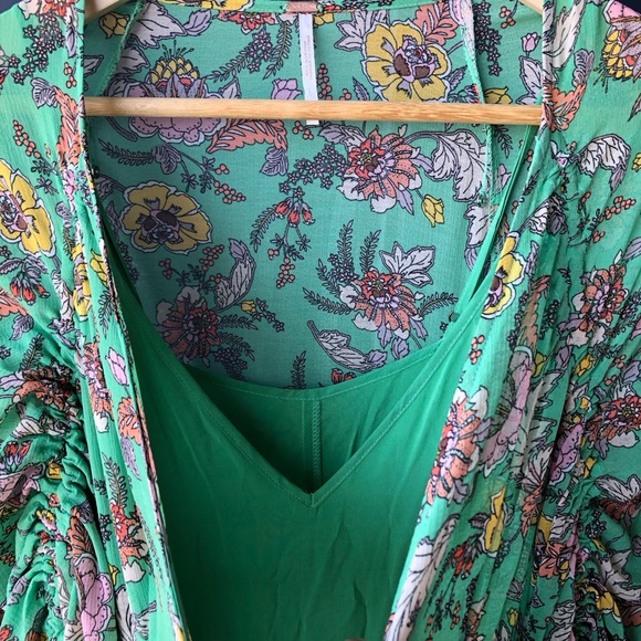 Free People Earth Green Elegant Floral Long Sleeve Dress.Size Medium Maxi Combo - Picture 11 of 15